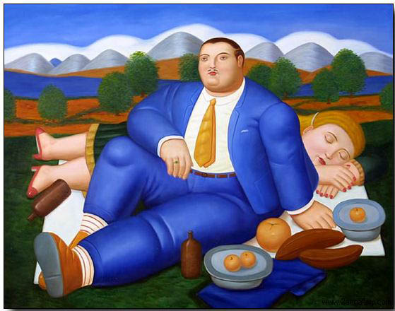 Fat person oil painting
