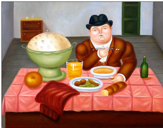 Fat person oil painting