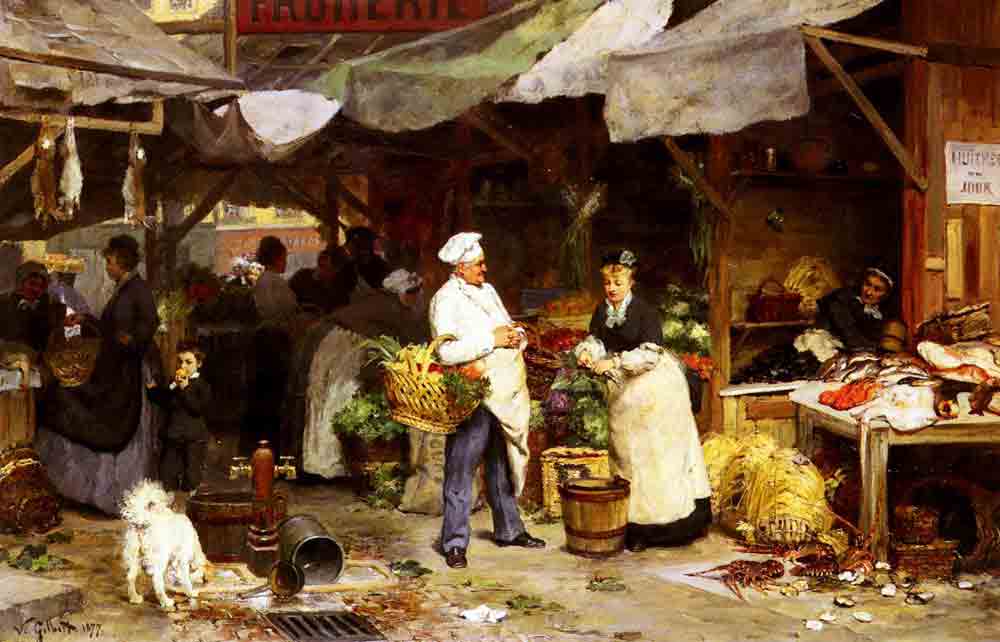 Market oil painting