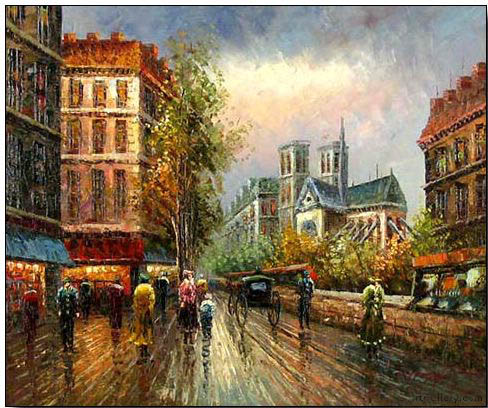 Cities oil painting