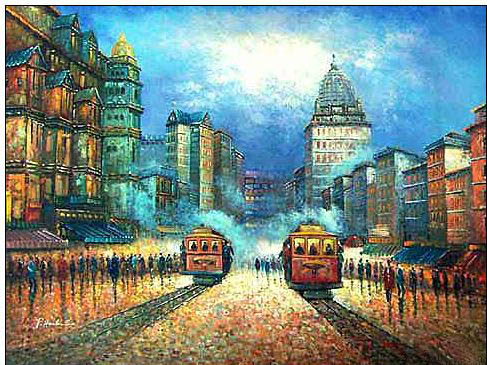 Cities oil painting