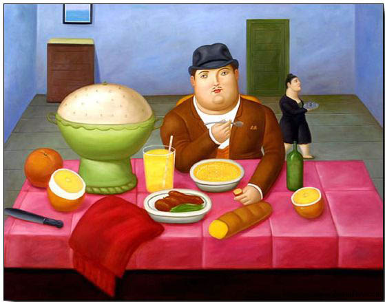 Fat person oil painting