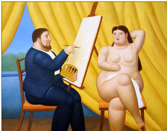 Fat person oil painting