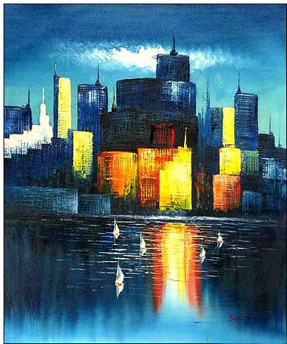 Cities oil painting