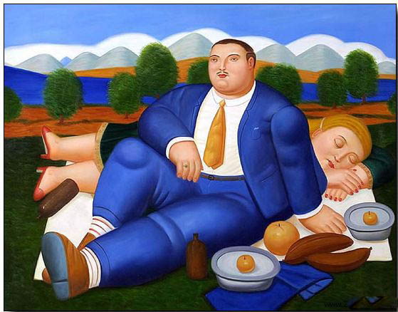 Fat person oil painting