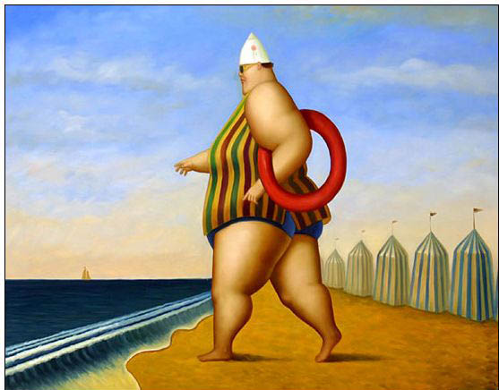 Fat person oil painting