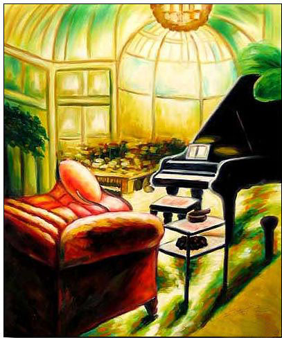 Piano oil painting