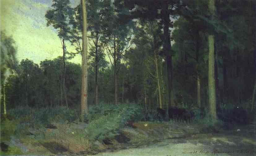 Oil painting:Bois de Boulogne near Paris. 1876