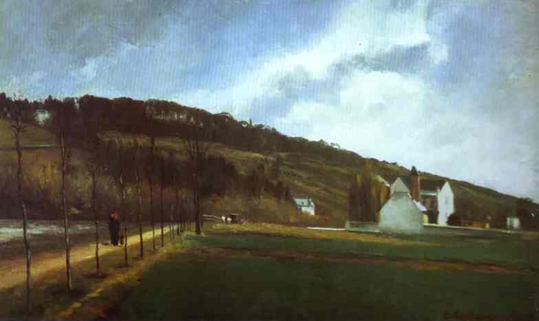 Oil painting:Bords de la Marne en hiver. 1866