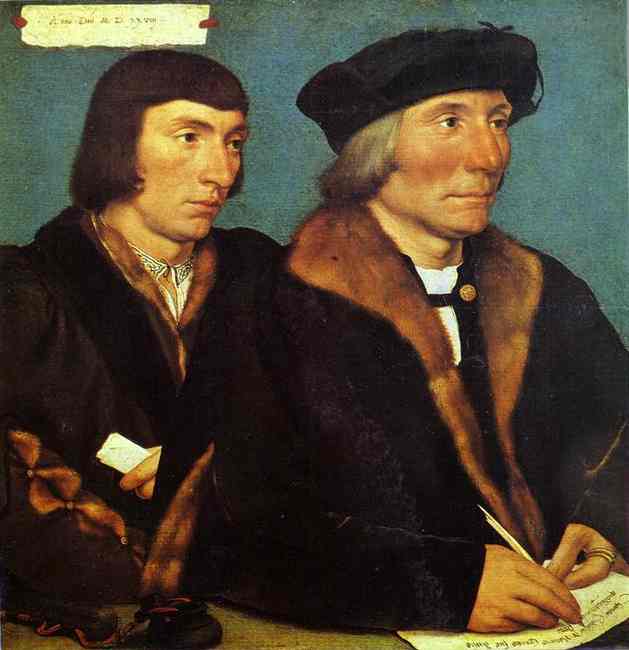 Oil painting:Double Portrait of Sir Thomas Godsalve and his Son John. 1528