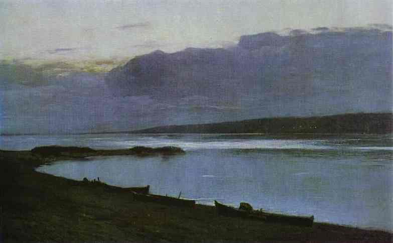 Oil painting:Evening on the Volga. 1888