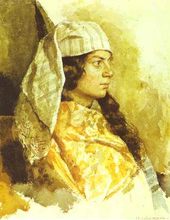 Oil painting:Jewish Woman in an Oriental Shawl. 1884