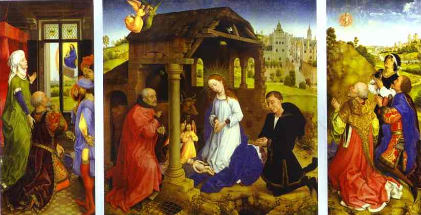 Oil painting:Middelburg Altarpiece. Interior. c.1445