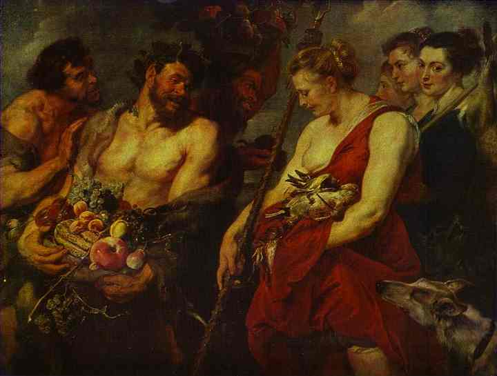 Oil painting:Peter Paul Rubens and Frans Snyders (the animals and fruit). Diana Returning from the