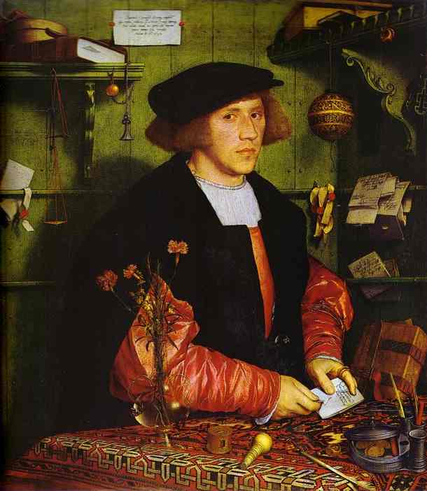 Oil painting:Portrait of Georg Gisze of Danzig. 1532