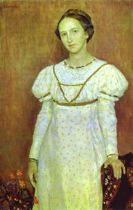 Oil painting:Portrait of Olga Poletayeva. 1912
