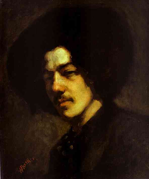 Oil painting:Portrait of Whistler with Hat. 1857