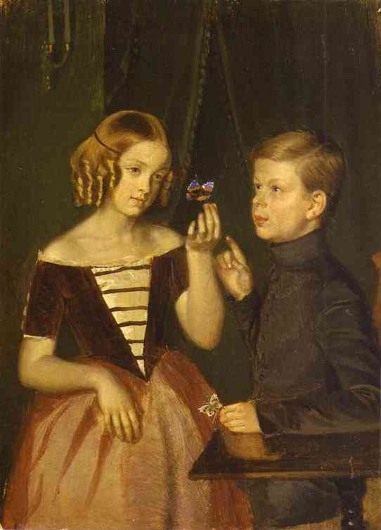 Oil painting:Portrait of Zherbin Children. 1850