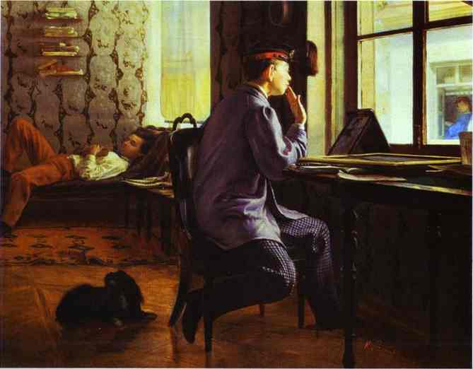 Oil painting:Preparation for the Examination. 1864