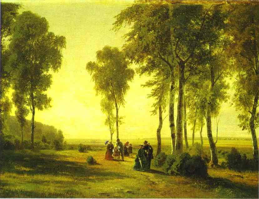 Oil painting:Promenading in the Forest. 1869