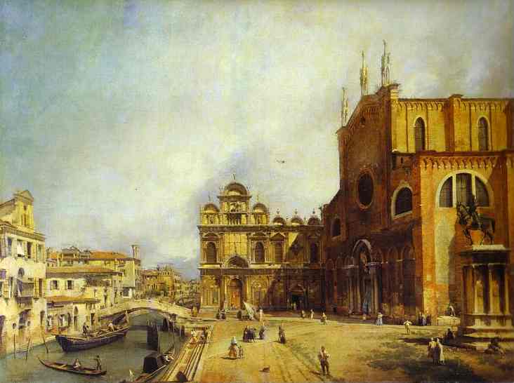 Oil painting:Santi Giovanni e Paolo and the Scuola di San Marco. c. 1725