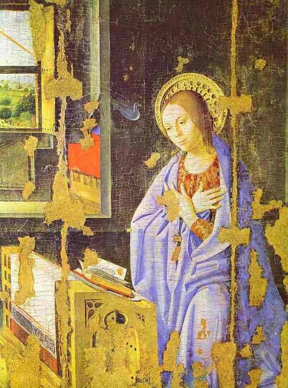 Oil painting:The Annunciation. Detail.