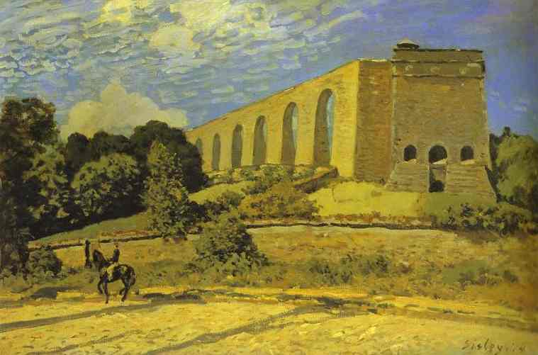Oil painting:The Aqueduct at Marly. 1874