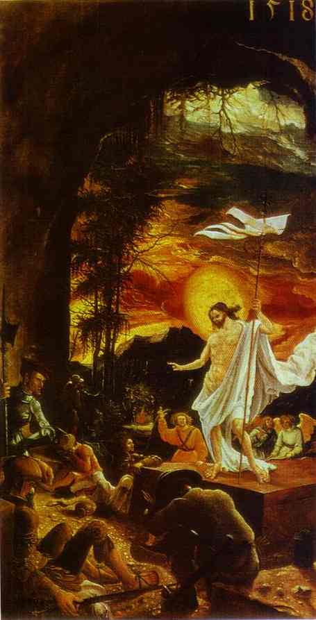 Oil painting:The Resurrection of Christ (panel from the St. Florian altar). c.1515