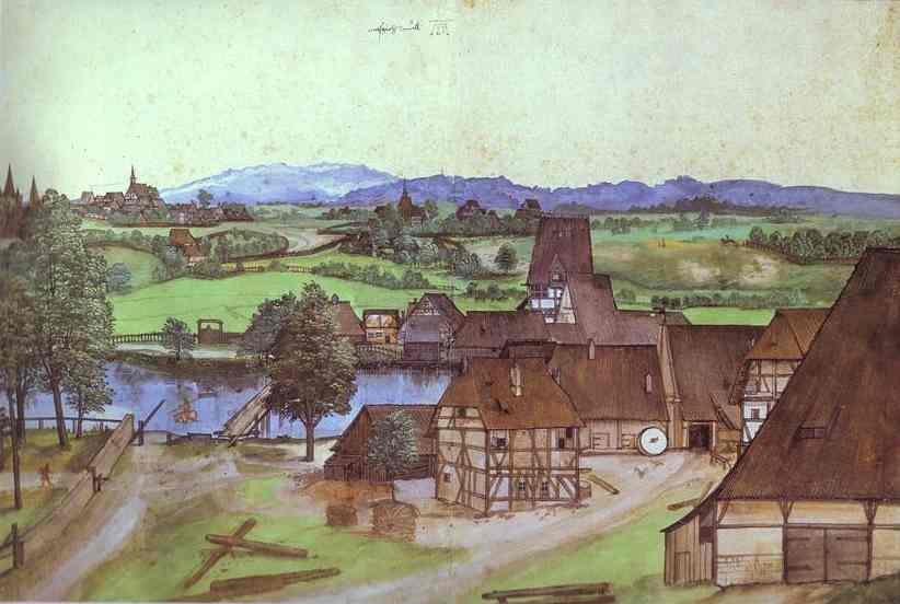 Oil painting:The Wire-Drawing Mill. 1489