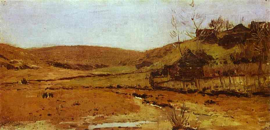 Oil painting:Valley of a River. Study. 1890
