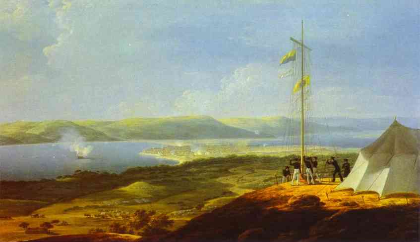 Oil painting:View of the Military Telegraph near Varna. 1829