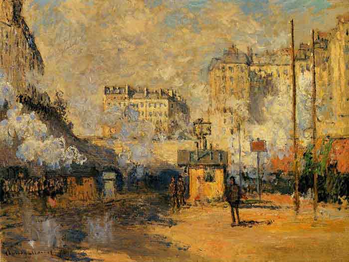 Oil painting for sale:Exterior of Saint-Lazare Station, Sunlight Effect , 1877