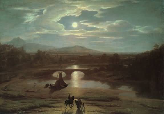 Oil painting for sale:Washington Allston Moonlit Landscape