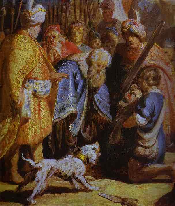 David Presenting the Head of Goliath to King Saul. Detail. 1627
