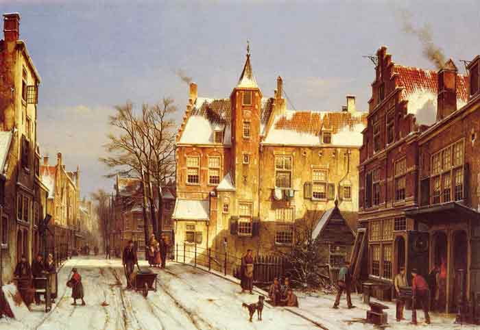 Oil painting for sale:A Dutch Village In Winter