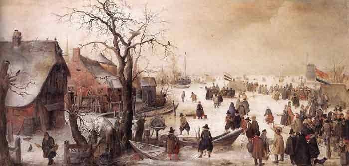 Oil painting for sale:Winter Scene on a Canal