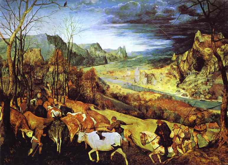 Oil painting:The Return of the Herd (November). 1565