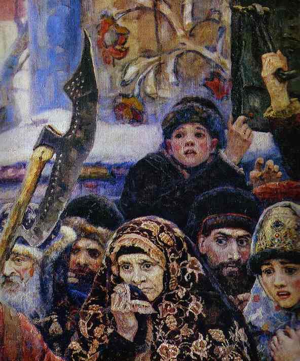 Oil painting:The Boyarynia Morozova. Detail. 1887