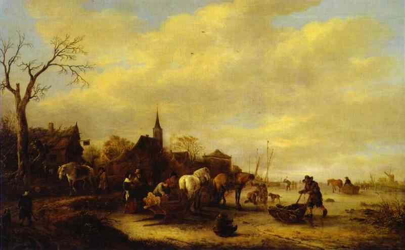 Oil painting:A Winter Landscape. 1640