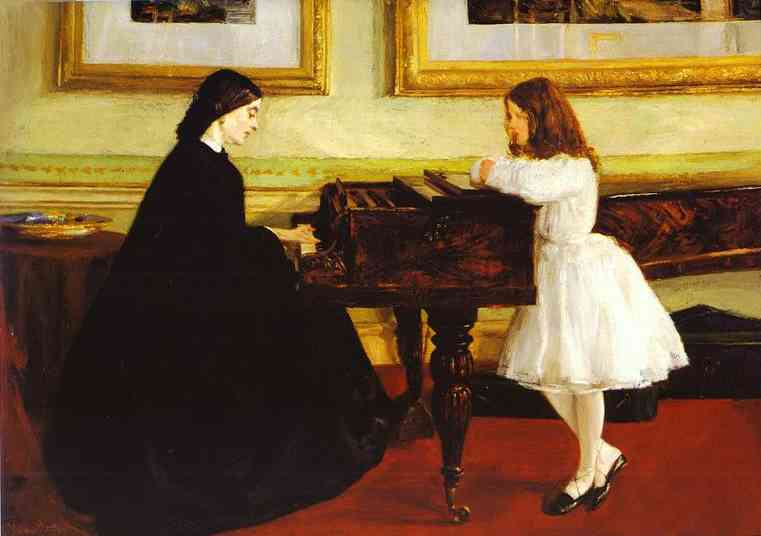 Oil painting:At the Piano. 1858