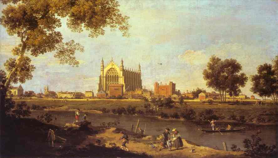 Oil painting:Eton College Chapel. c. 1754