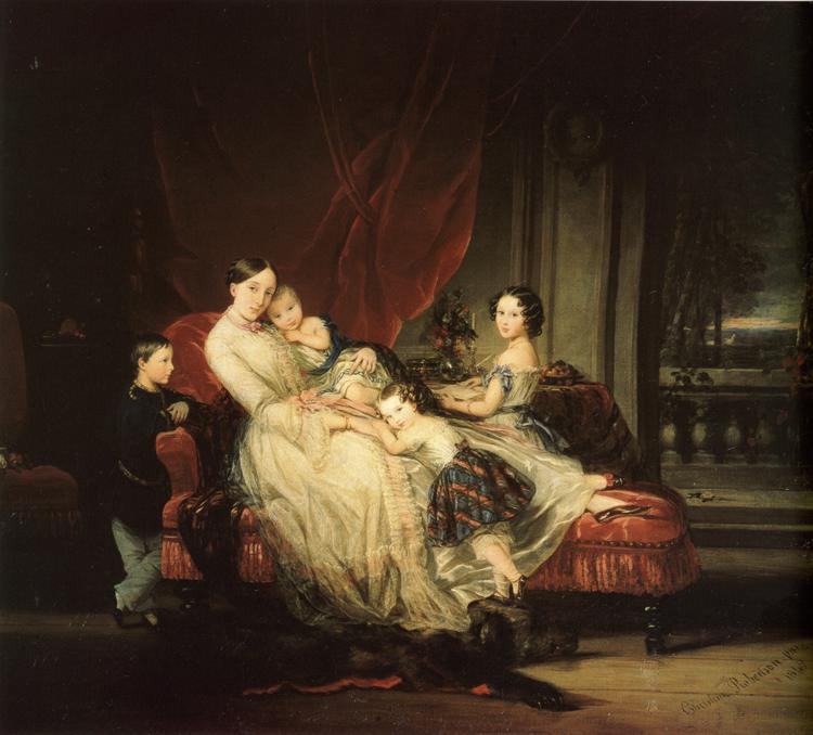 Oil painting:Grand Duchess Maria Nikolaevna with Her Children. 1849