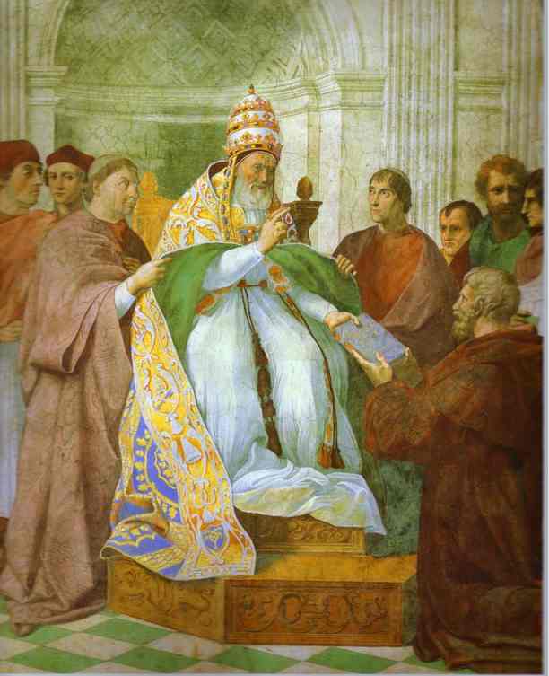 Oil painting:Gregory IX Approving the Decretals. 1511