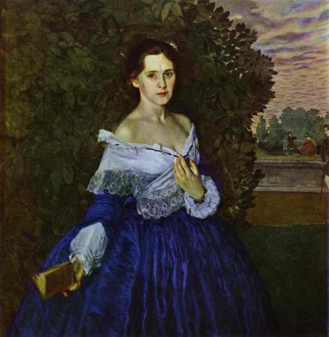 Oil painting:Lady in Blue. Portrait of the Artist Yelizaveta Martynova (1868-1904