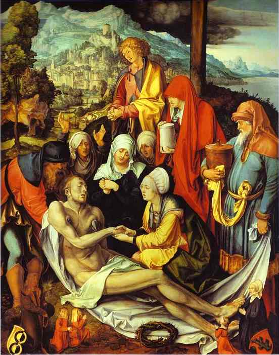 Oil painting:Lamentation for Christ. c.1500