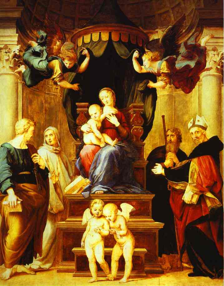 Oil painting:Madonna with the Baldachino. 1507