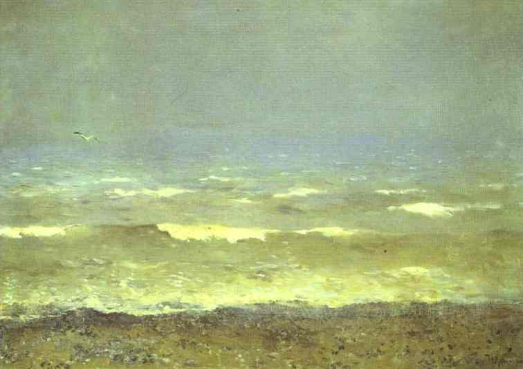 Oil painting:Mediterranean Seacoast. 1890