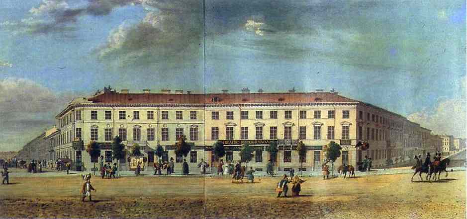 Oil painting:Panorama of the Nevsky Prospekt. Detail. 1830