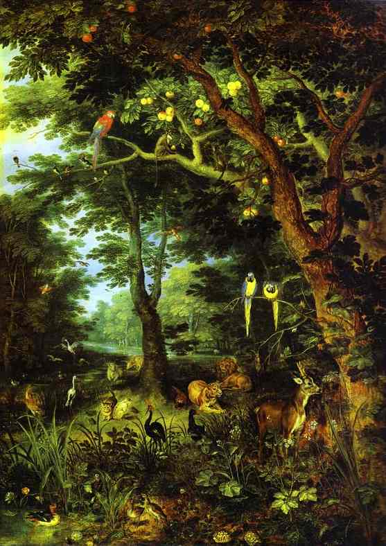 Oil painting:Paradise. c. 1620