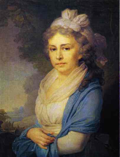 Oil painting:Portrait of E. I. Nekludova. 1798